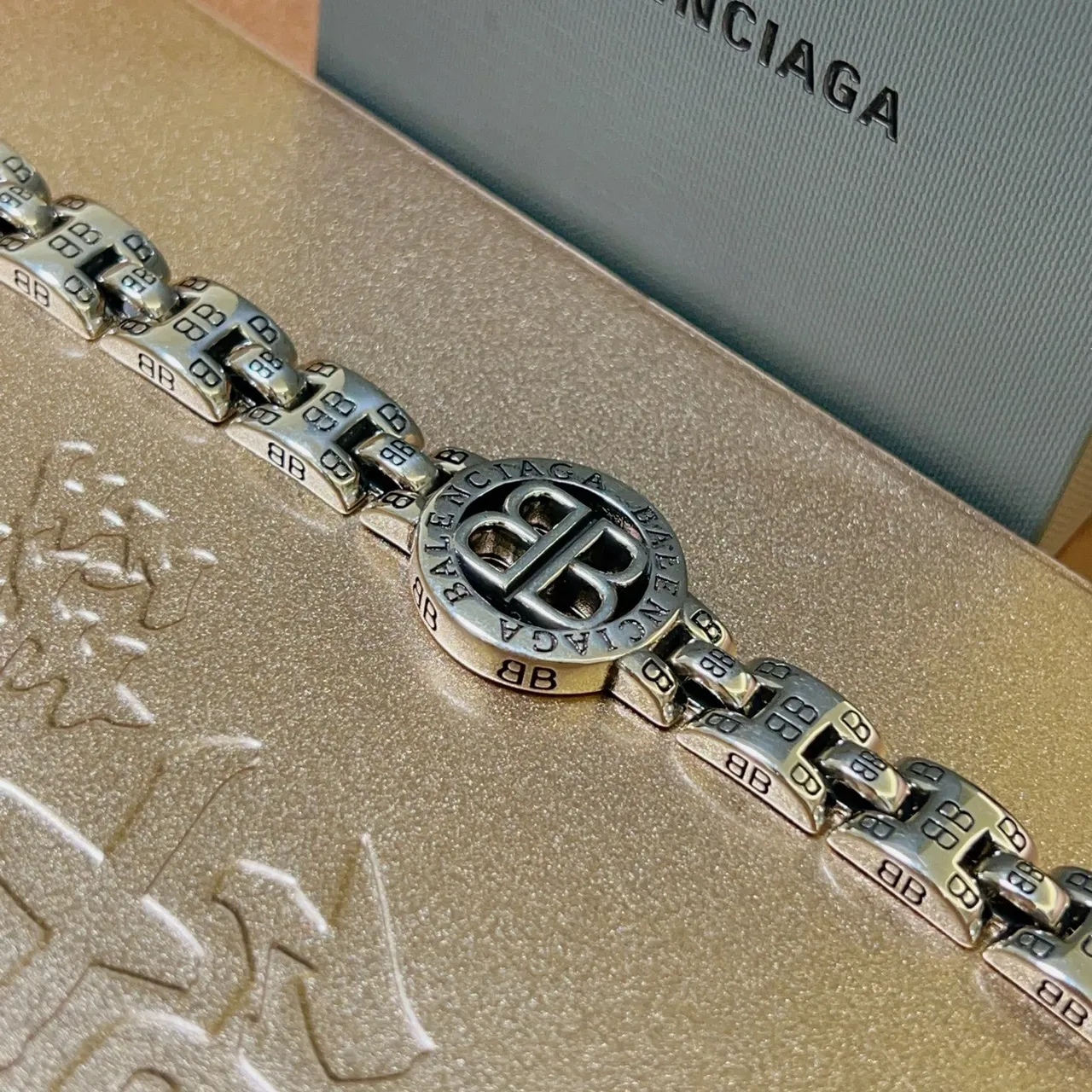Balenciaga BB Logo Bracelet Silver-Tone Metal Bracelet 5
