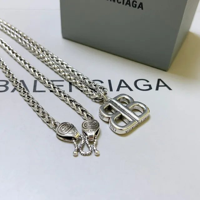 Balenciaga BB Logo Silver Chain Necklace 6