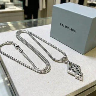 Balenciaga BB Monogram Diamond Pendant Necklace