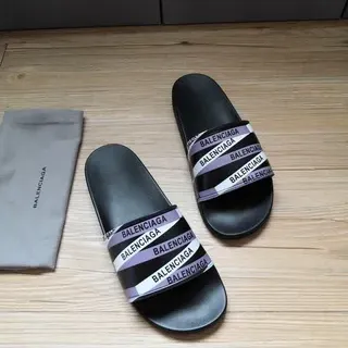 Balenciaga Noir Violet Sangle Multi-Bande Impression Logo Répétée Chaussons