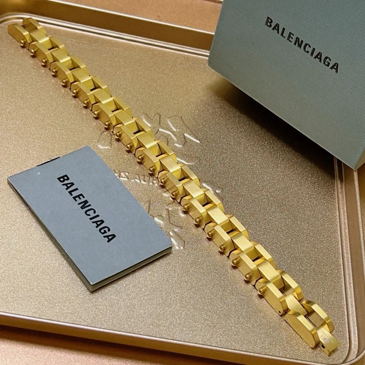 Balenciaga Chunky Riveted Gold-Tone Chain Bracelet 6