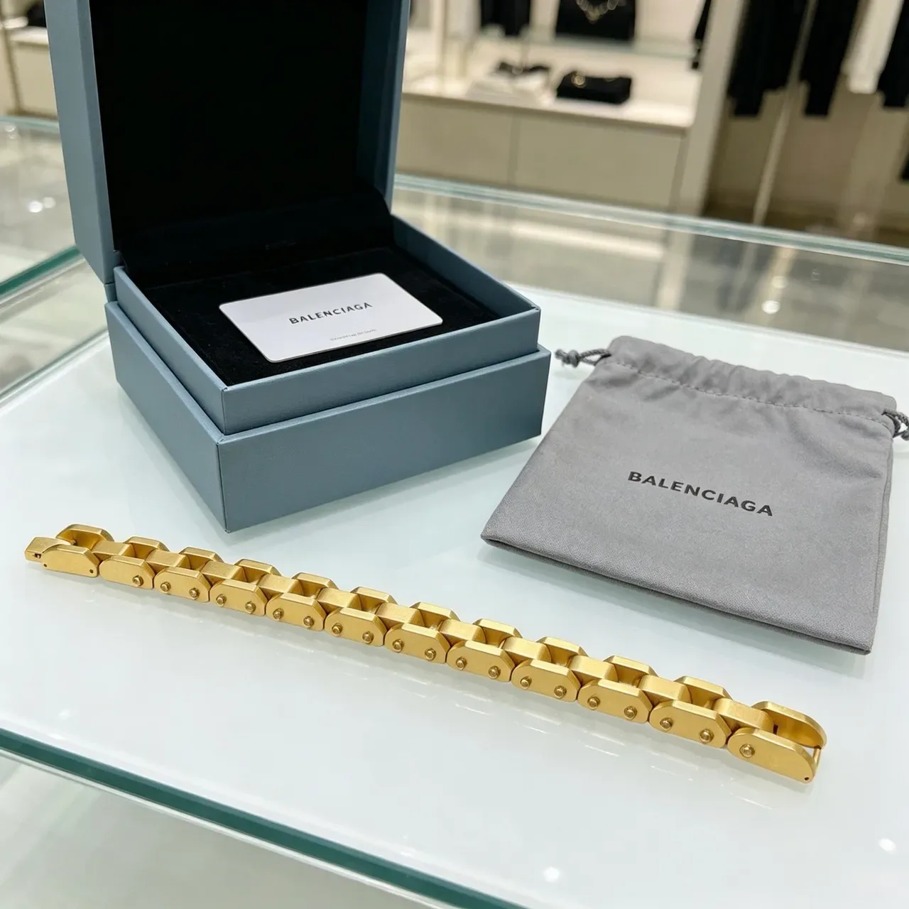 Balenciaga Chunky Riveted Gold-Tone Chain Bracelet 8