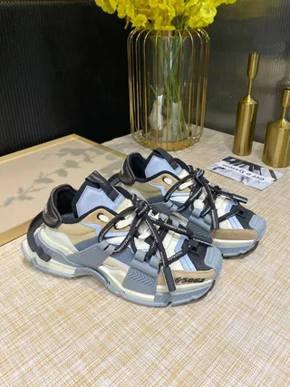 Balenciaga Defender Gray Beige Sole Multi-Strap Cage Chunky Sneakers 3