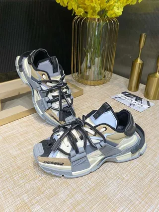 Balenciaga Defender Gray Beige Sole Multi-Strap Cage Chunky Sneakers 6