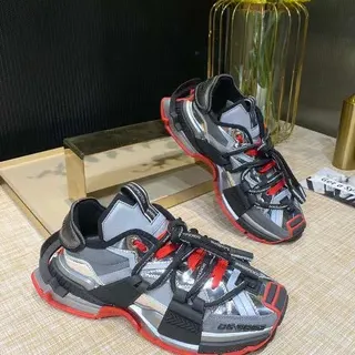 Balenciaga Defender Metallic Silver Black Red Chunky Sneakers