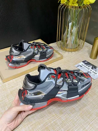 Balenciaga Defender Metallic Silver Black Red Chunky Sneakers 2
