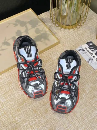 Balenciaga Defender Metallic Silver Black Red Chunky Sneakers 3