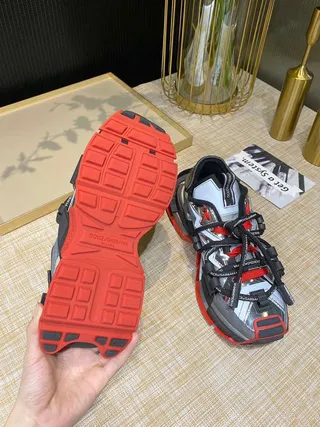 Balenciaga Defender Metallic Silver Black Red Chunky Sneakers 5