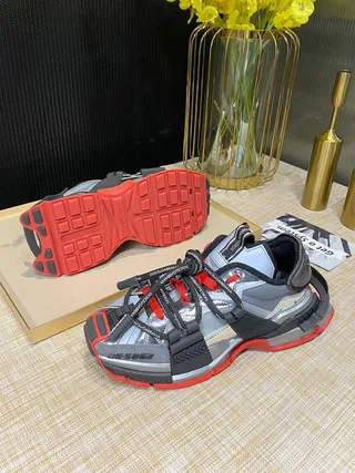 Balenciaga Defender Metallic Silver Black Red Chunky Sneakers 6