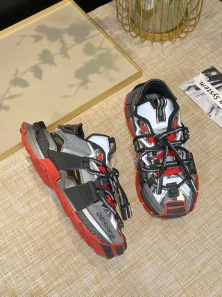 Balenciaga Defender Metallic Silver Black Red Chunky Sneakers 7