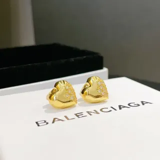 Balenciaga सोना चांदी नक्काशीदार दिल आकार धातु कर्णफूल