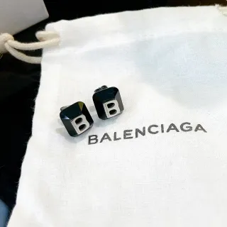 Balenciaga Logo Cutout Cubic Stud Earrings