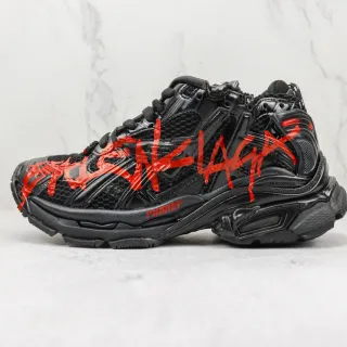 Balenciaga Runner Black Red Oversized Silhouette Mesh And Molded Plastic Cage Chunky Sneakers