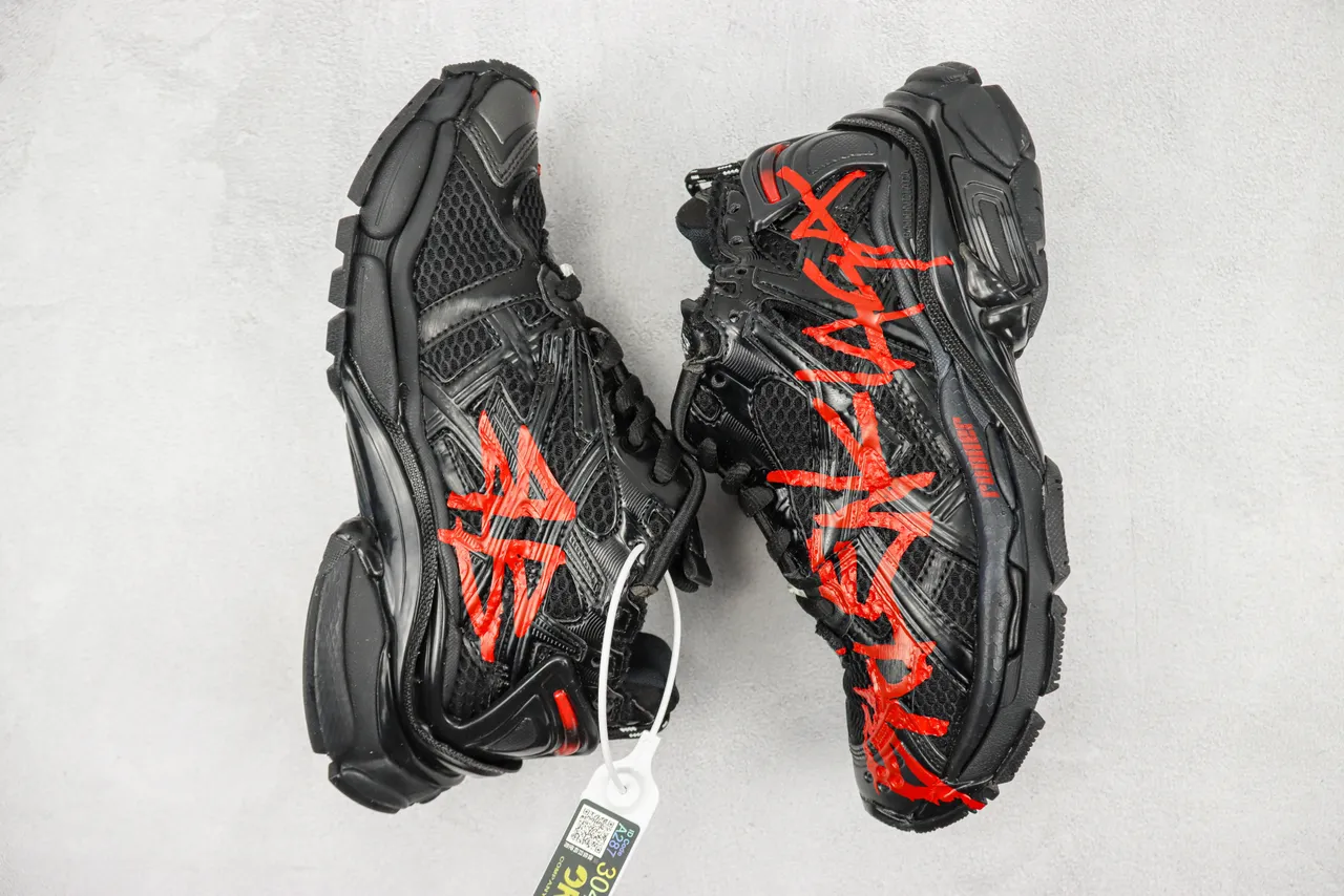 Balenciaga Runner Black Red Oversized Silhouette Mesh And Molded Plastic Cage Chunky Sneakers 2