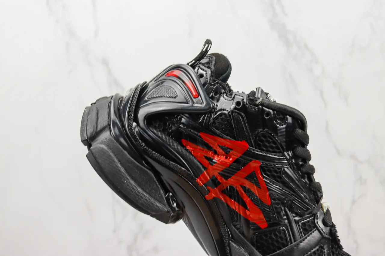 Balenciaga Runner Black Red Oversized Silhouette Mesh And Molded Plastic Cage Chunky Sneakers 5
