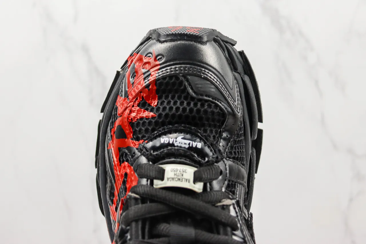 Balenciaga Runner Black Red Oversized Silhouette Mesh And Molded Plastic Cage Chunky Sneakers 6