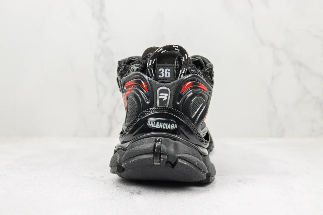 Balenciaga Runner Black Red Oversized Silhouette Mesh And Molded Plastic Cage Chunky Sneakers 9