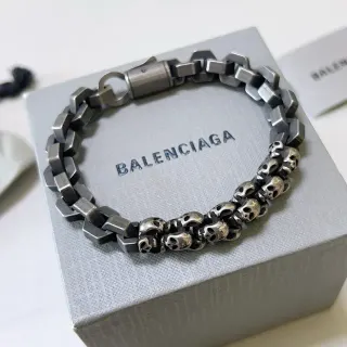 Balenciaga Pulseira Corrente Crânio Cinza Gunmetal Metálico