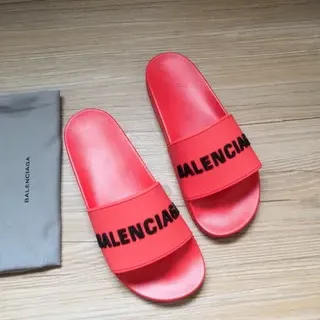 Balenciaga Slide rouge noir Logo sandales