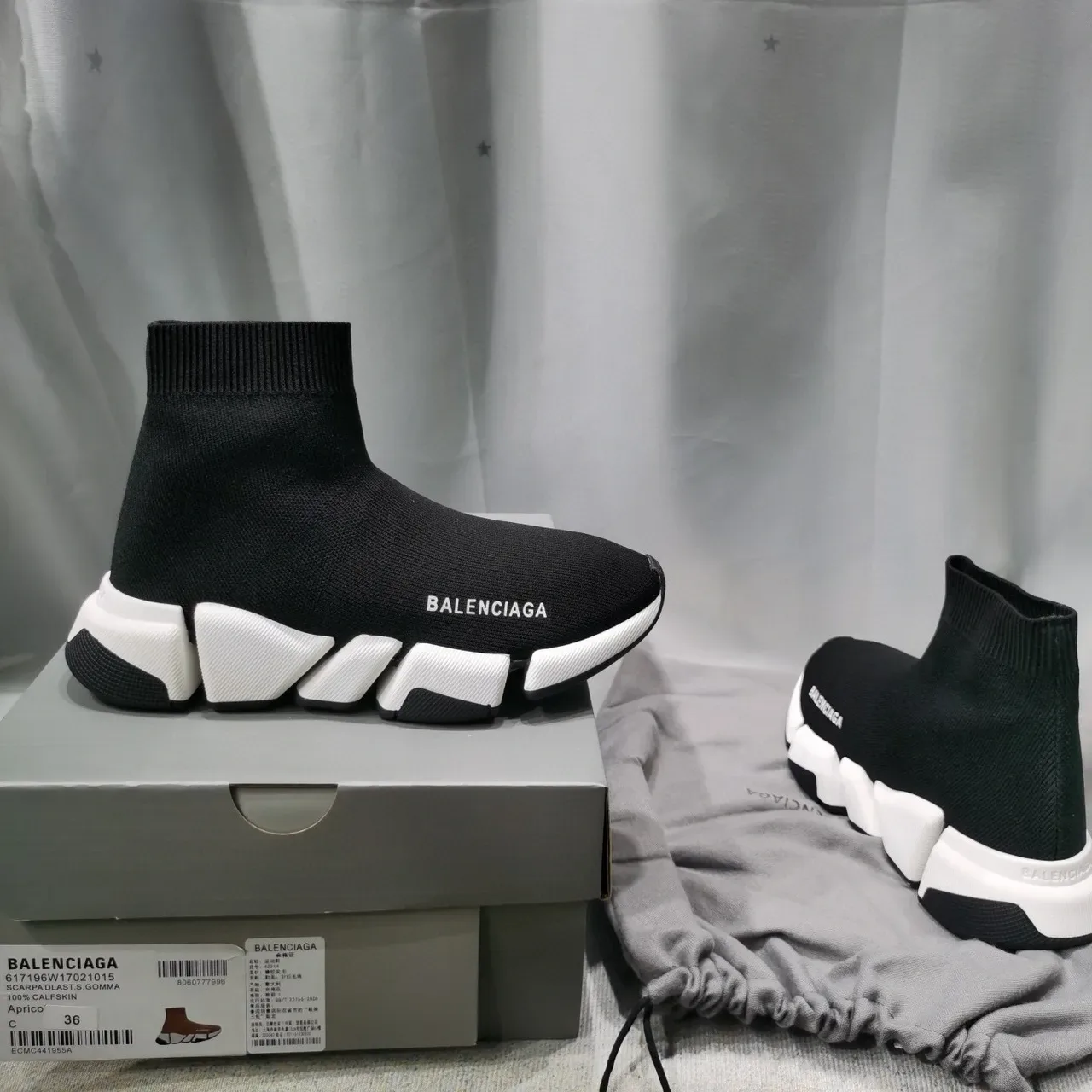 بالنسياغا Speed Trainer حذاء رياضي أسود وأبيض بدون أربطة نسيج لايف ستايل 3