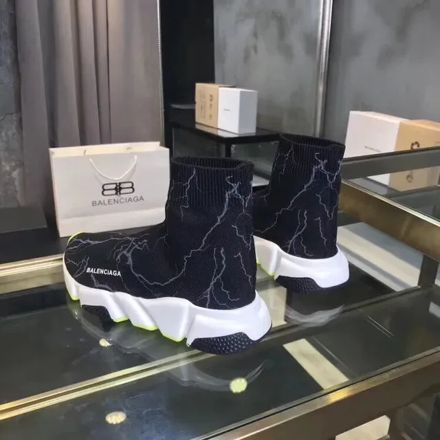 Balenciaga Speed Trainer tênis lifestyle pretos amarelo neón 3
