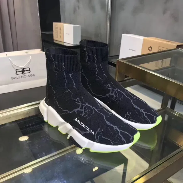 Balenciaga Speed Trainer tênis lifestyle pretos amarelo neón 4