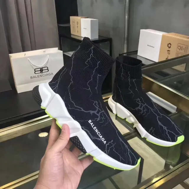 Balenciaga Speed Trainer tênis lifestyle pretos amarelo neón 5