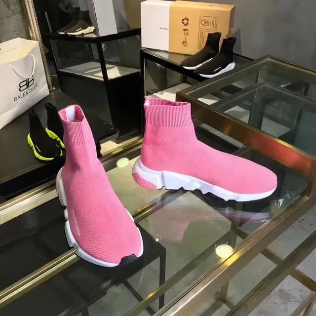 Balenciaga Speed Trainer rosa ajuste de meia estilo de vida sneakers 3
