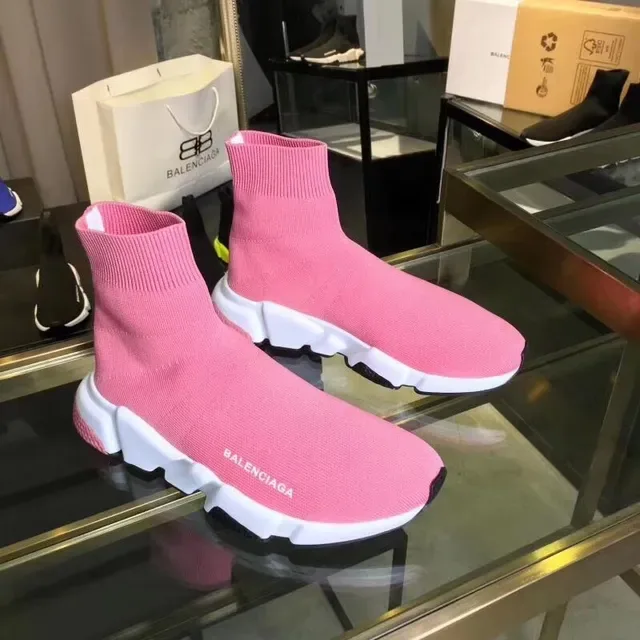 Balenciaga Speed Trainer rosa ajuste de meia estilo de vida sneakers 4