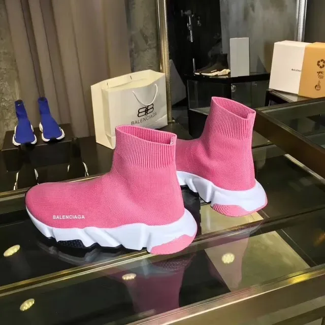 Balenciaga Speed Trainer rosa ajuste de meia estilo de vida sneakers 5