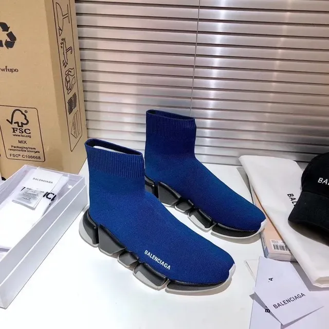 Balenciaga Speed Trainer Royal Blue Black White حذاء رياضي أسلوب حياة 3