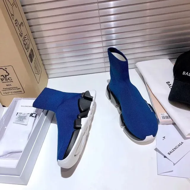 Balenciaga Speed Trainer Royal Blue Black White حذاء رياضي أسلوب حياة 4