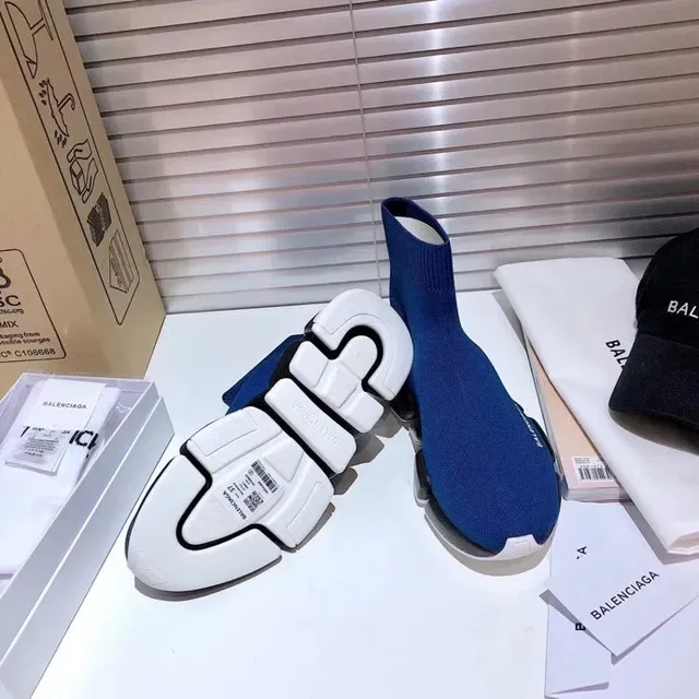 Balenciaga Speed Trainer Royal Blue Black White حذاء رياضي أسلوب حياة 6