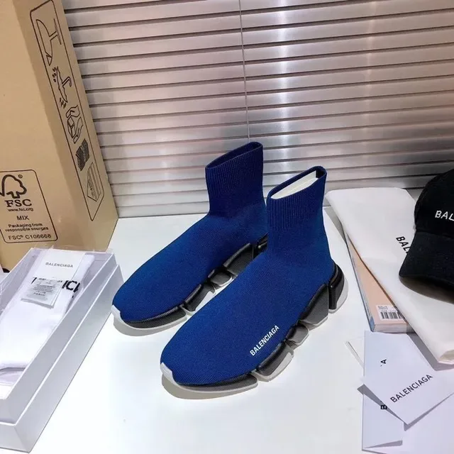 Balenciaga Speed Trainer Royal Blue Black White حذاء رياضي أسلوب حياة 7