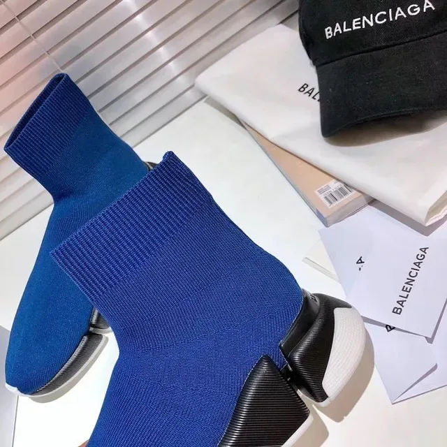 Balenciaga Speed Trainer Royal Blue Black White حذاء رياضي أسلوب حياة 8