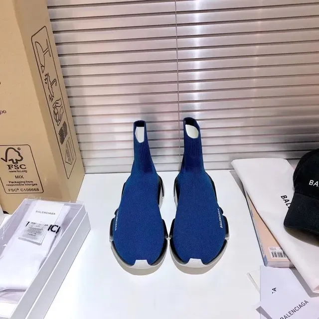 Balenciaga Speed Trainer Royal Blue Black White حذاء رياضي أسلوب حياة 9