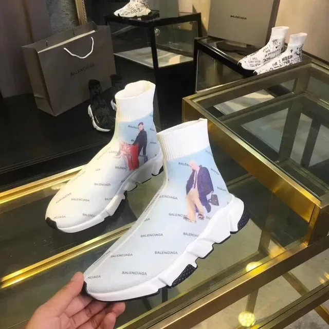 Balenciaga Speed Trainer সাদা কালো লোগো প্রিন্ট লাইফস্টাইল স্নিকার 2