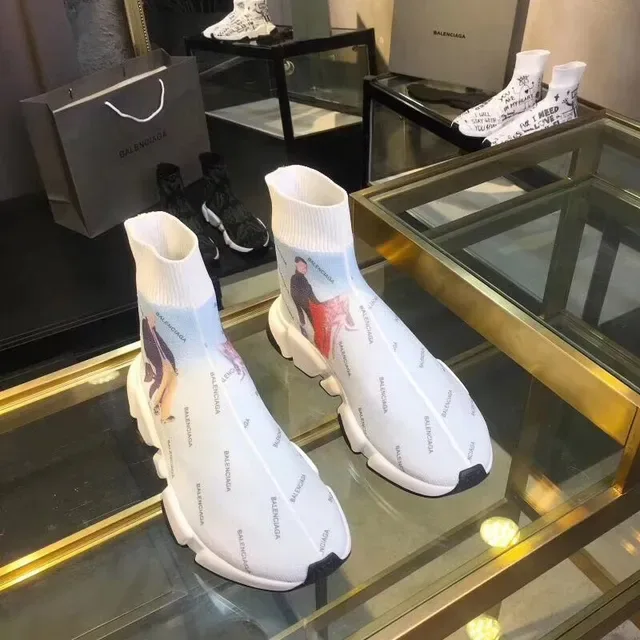 Balenciaga Speed Trainer সাদা কালো লোগো প্রিন্ট লাইফস্টাইল স্নিকার 3