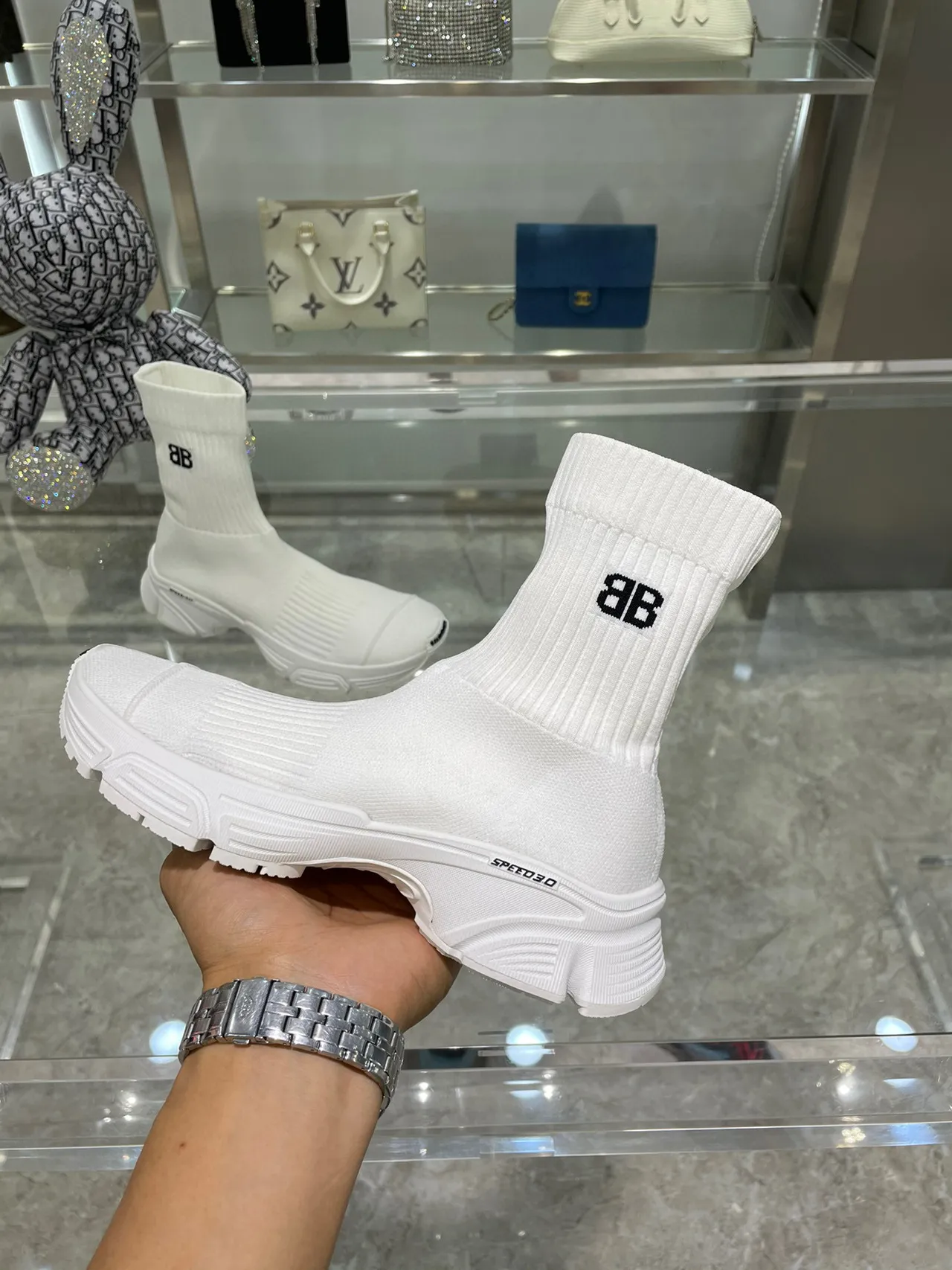 Balenciaga Speed Trainer tênis lifestyle branco com ajuste sock-fit 4