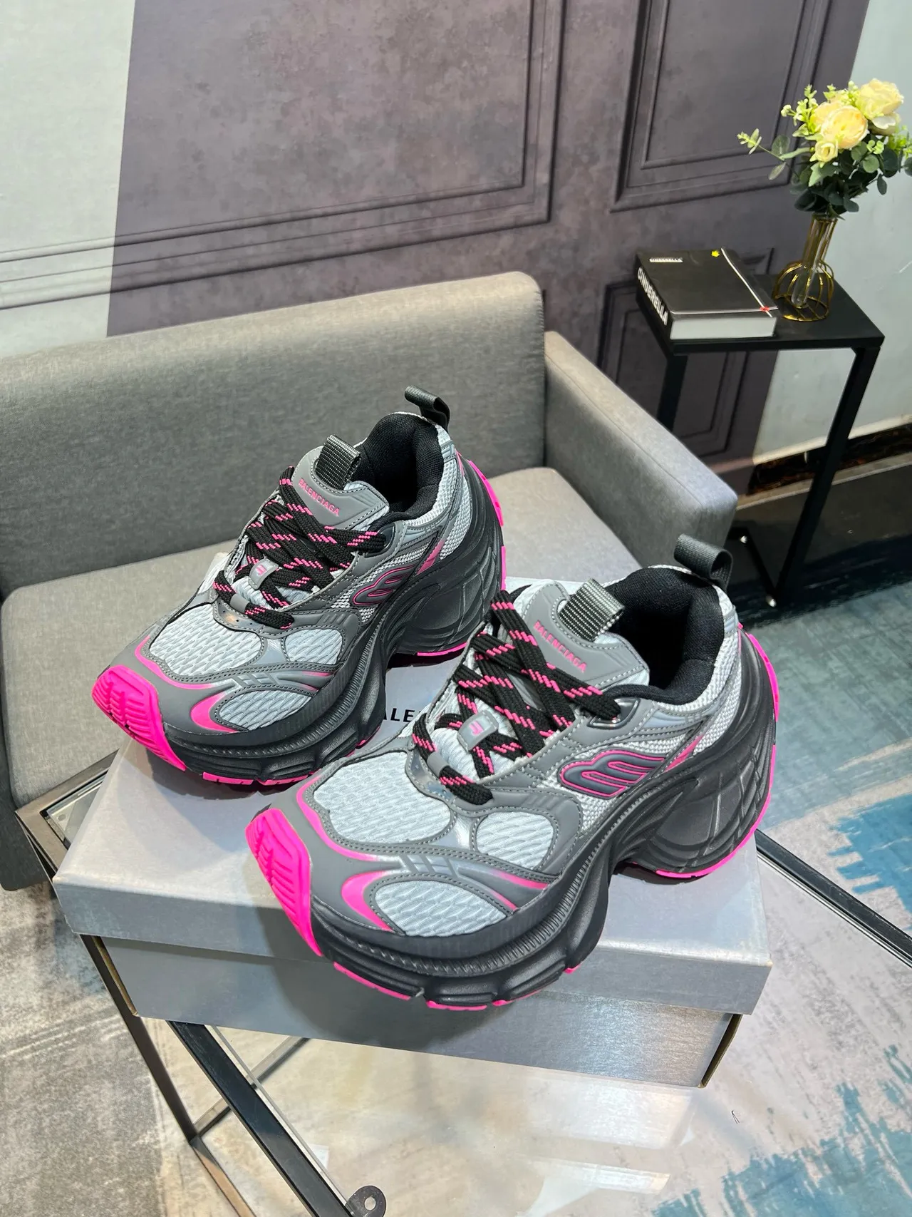 Balenciaga Track Trainer Gray Black Pink Chunky Sneakers 3