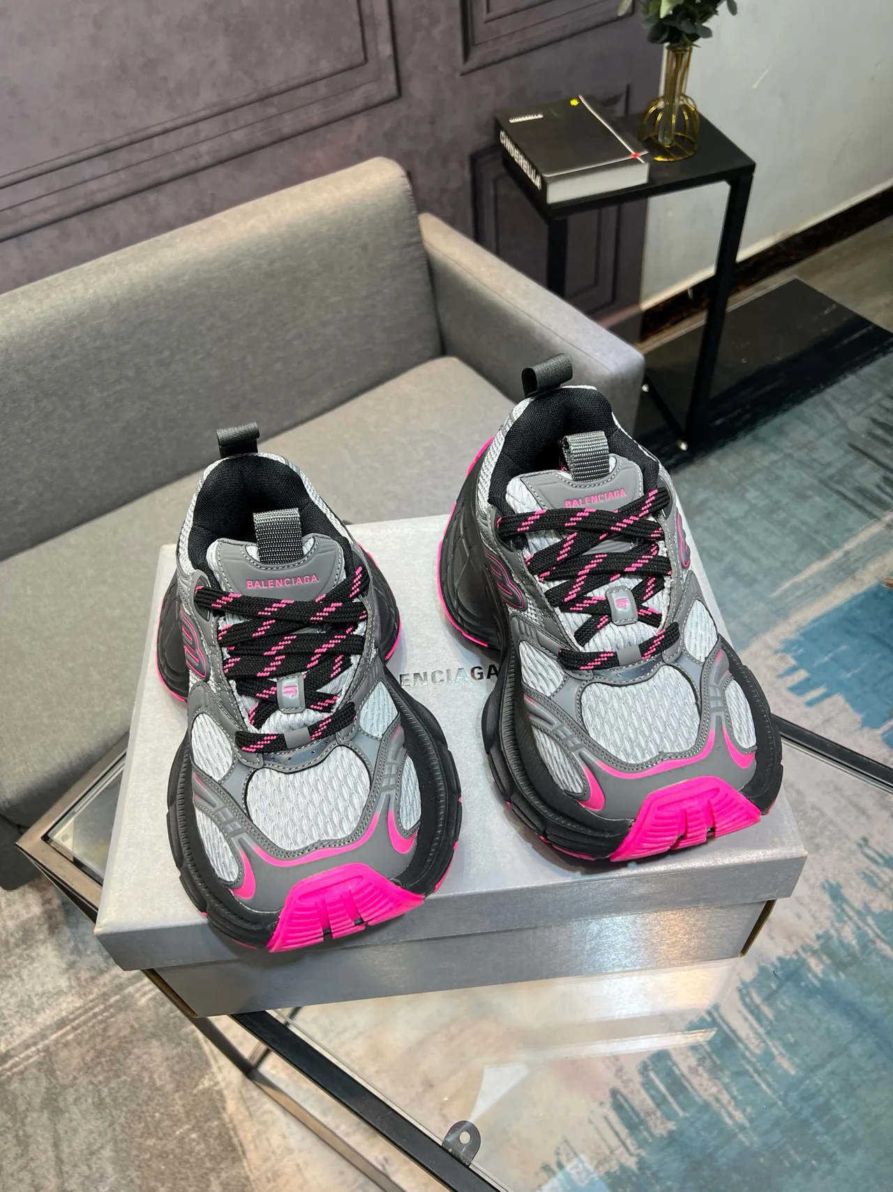 Balenciaga Track Trainer Gray Black Pink Chunky Sneakers 5