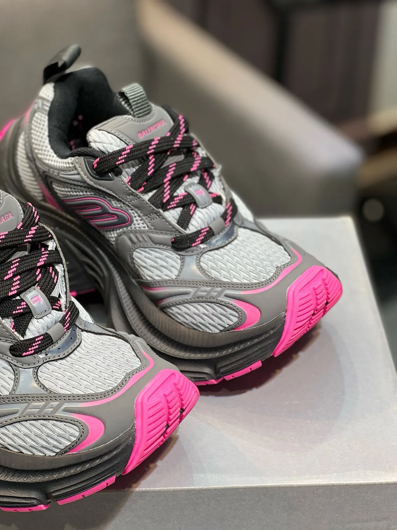 Balenciaga Track Trainer Gray Black Pink Chunky Sneakers 9