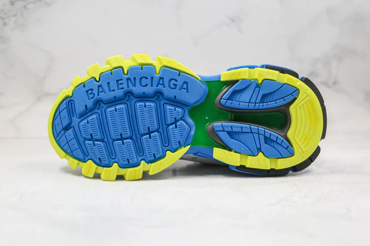 Balenciaga Track Trainer Cinza Azul Amarelo Neon Tênis Chunky 2