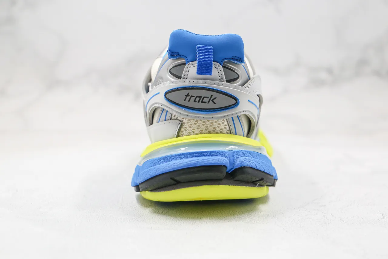 Balenciaga Track Trainer Cinza Azul Amarelo Neon Tênis Chunky 3