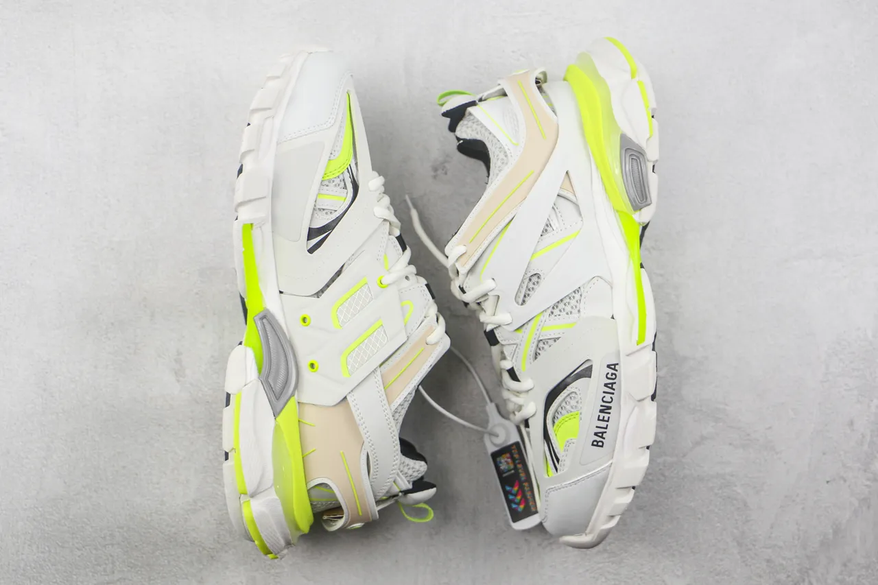 Balenciaga Track Trainer Zapatillas Chunky Blancas Beige Verde Neón 2