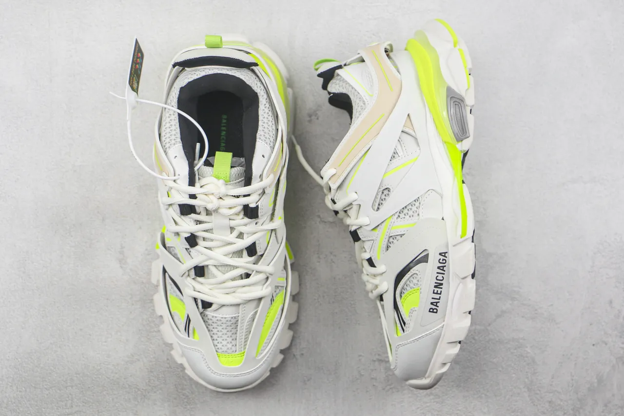 Balenciaga Track Trainer Zapatillas Chunky Blancas Beige Verde Neón 3