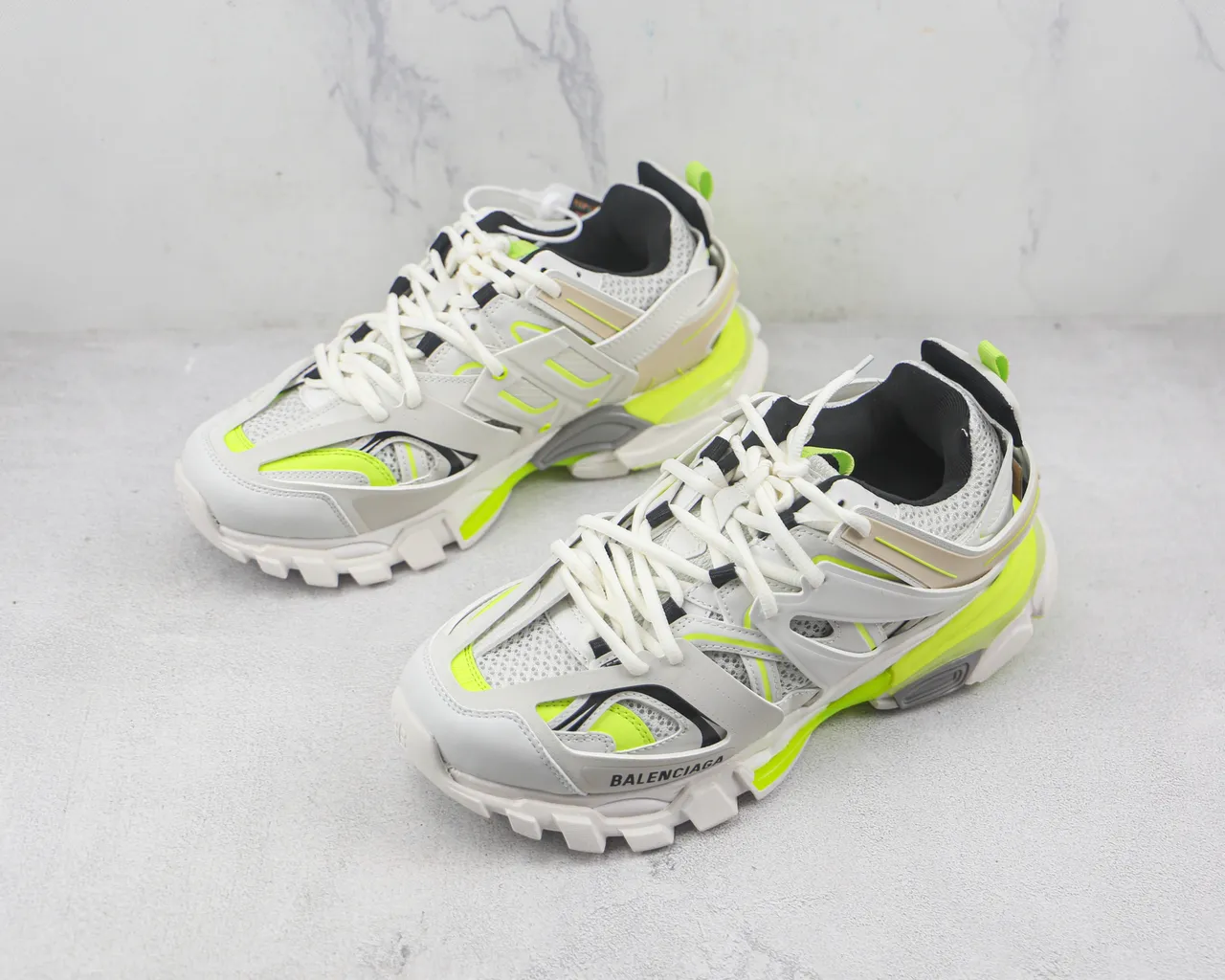 Balenciaga Track Trainer Zapatillas Chunky Blancas Beige Verde Neón 4