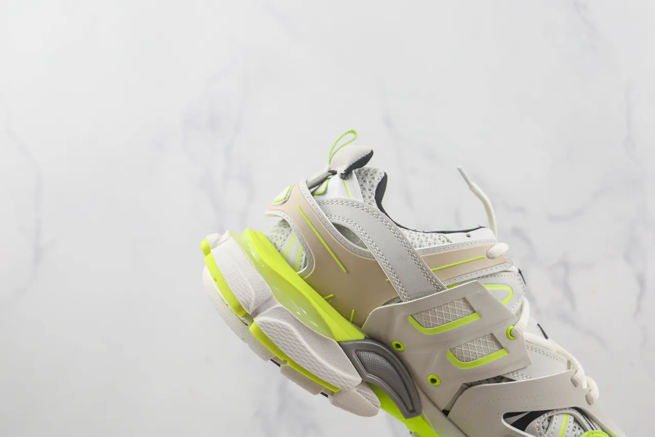 Balenciaga Track Trainer Zapatillas Chunky Blancas Beige Verde Neón 5