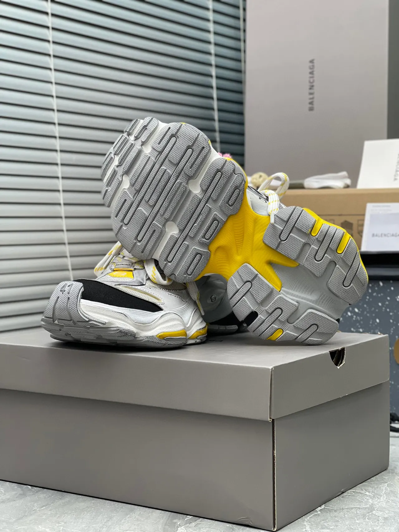 Balenciaga Track Trainer White Gray Black Yellow Chunky Sneakers 4