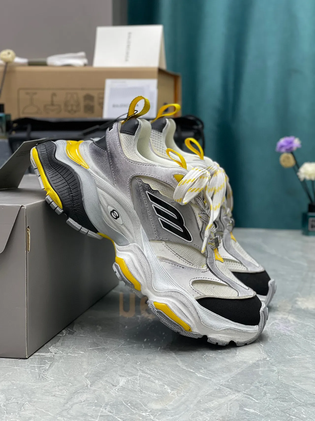 Balenciaga Track Trainer White Gray Black Yellow Chunky Sneakers 6